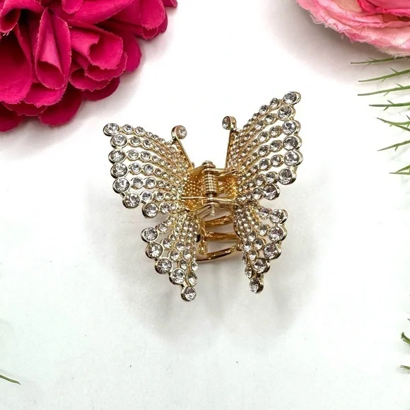 NEW⚜️Butterfly Crystal Embellished Metal Hair Clip