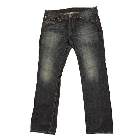 True Religion Section Slim Jeans Mens 38 Dark Wash Straight Leg Horseshoe Pocket