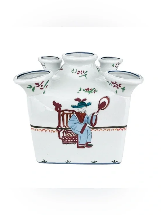 Abigails Hand Painted Classic Asian Ceramic Tulipiere Flower Vase