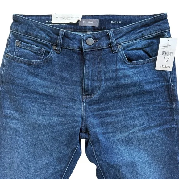 NWT DL1961 Men's Nick Slim Stretch Denim Jeans Blue Size 30x34 Medium Wash $125