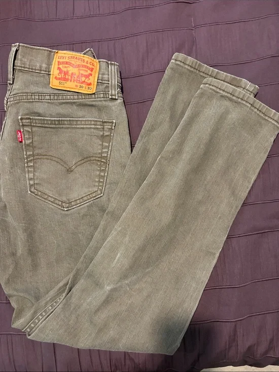 Levi's Olive-Tan Straight Leg Jeans with Red Tab