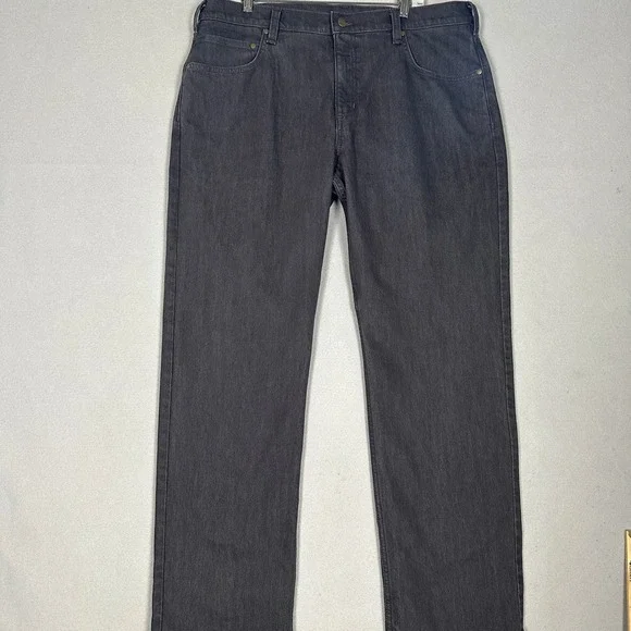 Carhartt Jeans Mens 38X32 Black Relaxed Fit Straight Leg Dark Wash Stretch Denim