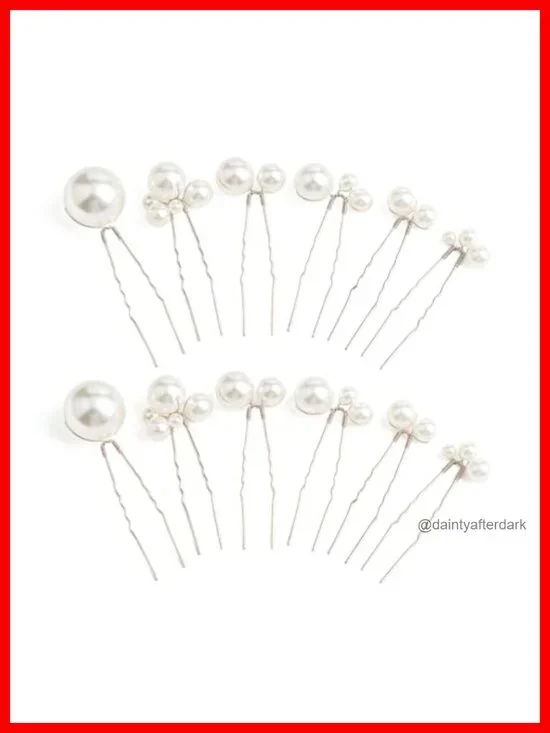 U Shape Pearl Wedding Hair Pins, Set of 12 - Elegant Updo Hair Accessories