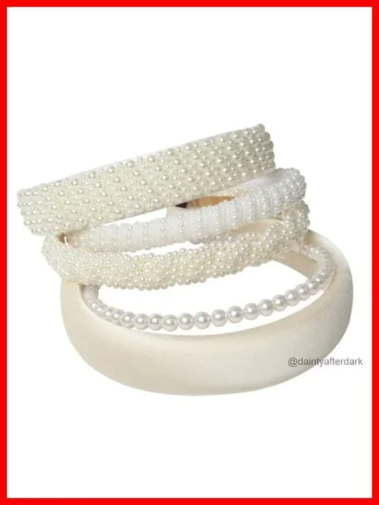 5 Pack Faux Pearls Headband Set - Wedding Hair Accessories