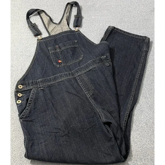 Dickies Denim Bib Overalls Mens L Fit 42x31 Blue Carpenter Jeans Relaxed Loose