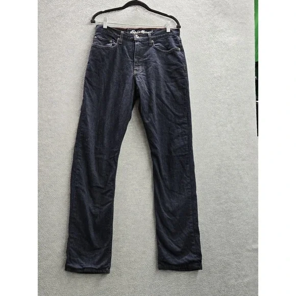 Eddie Bauer Men Jeans 30X32 Dark Blue Denim Buffalo Plaid Lined Flannel‎ 31