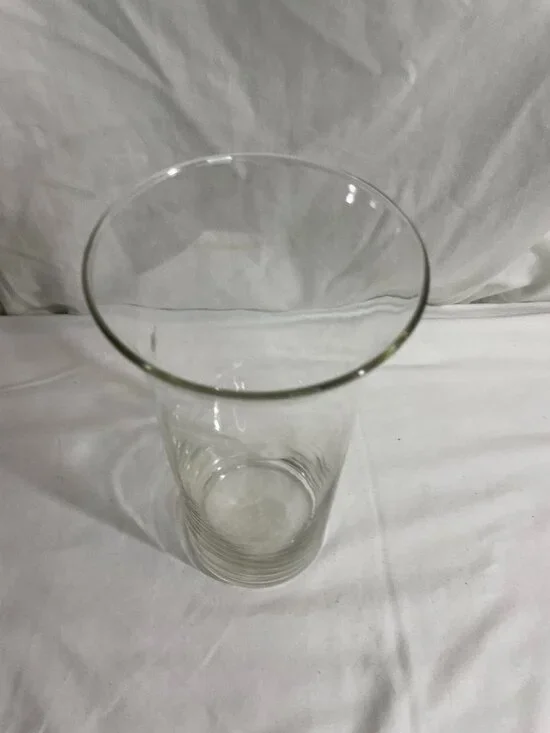Clear Glass Flared Cylinder Vase 9.25