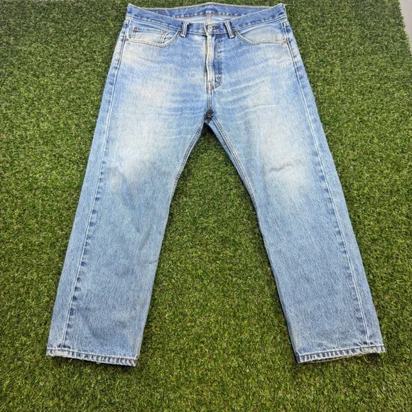Levis 505 Regular Fit Straight Leg Jeans Mens 36x29 Light Wash Denim 00505-4891