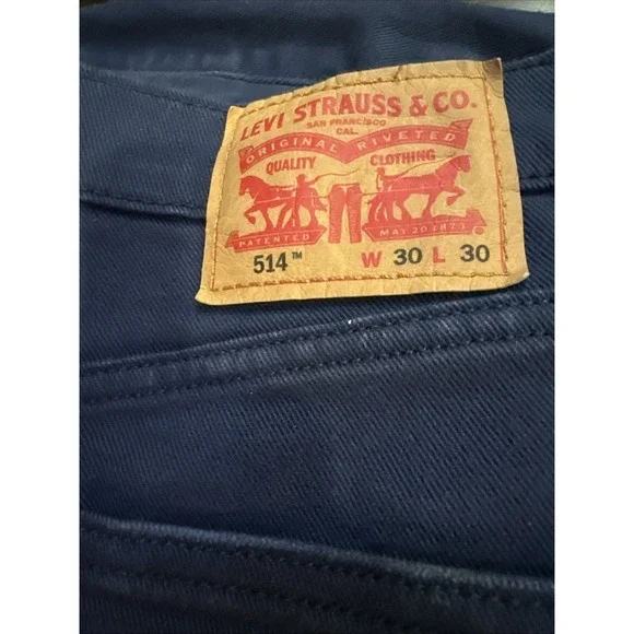 Levis 514 Mens Straight Fit Jeans Navy Blue Denim Pants W30 L30 (Measures 30x29)