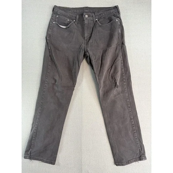 Levi's 514 Jeans Mens 32x30 Charcoal Gray Wash Regular Straight Distressed Denim