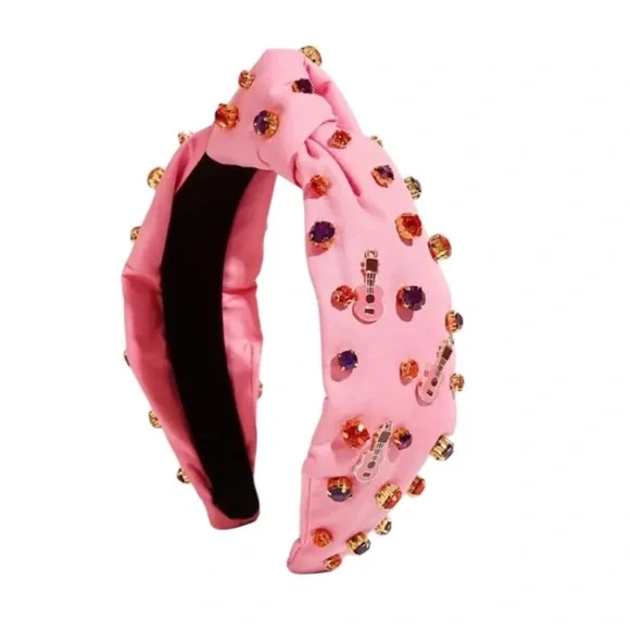 Pink Guitar RhinestoneEmbellished Headband