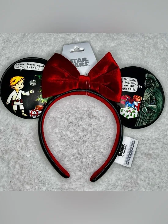 New Disney Parks Star Wars Christmas Luke & Darth Vader Ears Headband