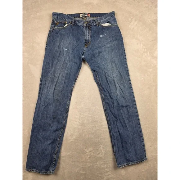 Vintage Quiksilver Quikjean Jeans Mens 36x32 Blue Relaxed Fit Distressed Denim