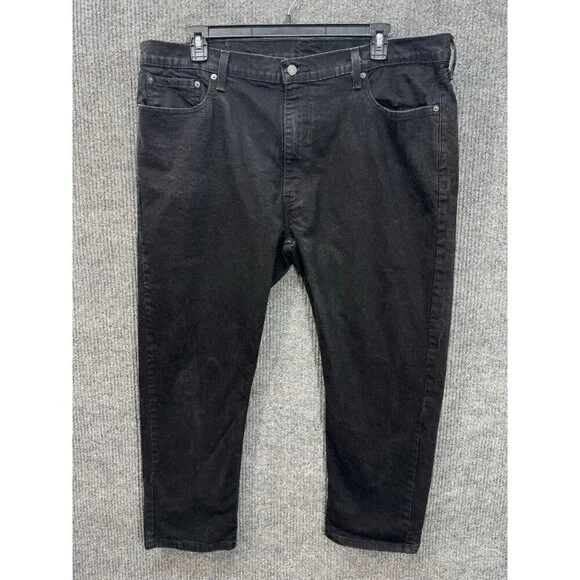 Levis 502 Jeans Men’s 44x30 Fits 44x27 Black Classic Taper Stretch Denim Fade
