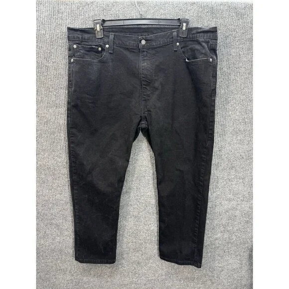 Levis 502 Jeans Men’s 44x30 Fits 44x27 Black Classic Taper Stretch Denim Fade