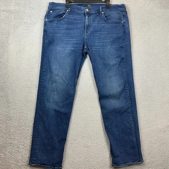 7 For All Mankind Austyn Jeans Mens 42 Blue Relaxed Straight Leg Stretch Denim