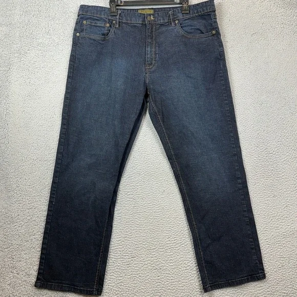 Urban Star Jeans Mens 42X30 Blue Straight Leg Distressed Stretch 5-Pocket Denim