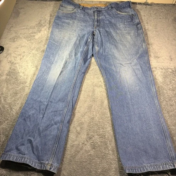 Duluth Trading Co Ballroom Relaxed Fit Blue Denim Jeans Mens 42x32 Light Wash