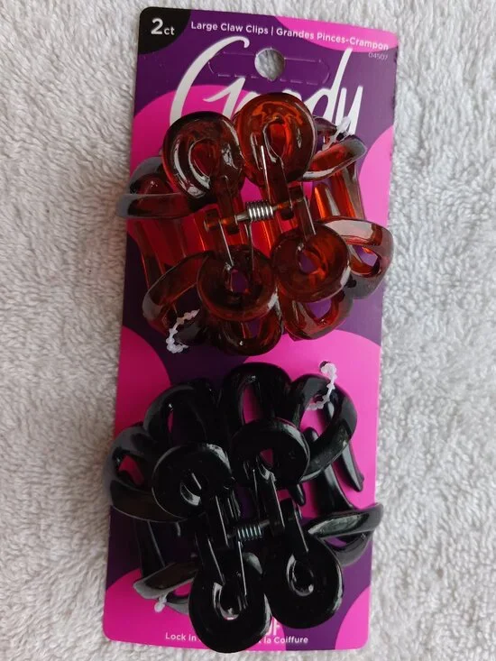 2 Goody Octopus Spider Slideproof Claw Clips Hair Jaw Plastic Lily Black Brown