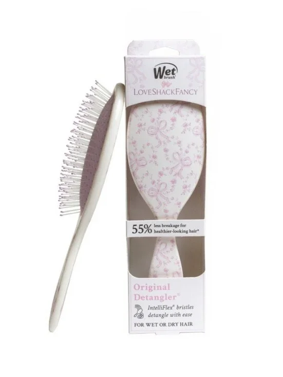 NWT LoveShackFancy x Wet Brush Original Detangler Pink Chantilly/ Coquette Bow