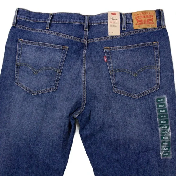 Levi's 514 Straight Fit Jeans Mens 40x30‎ Medium Wash Denim Pants NWT