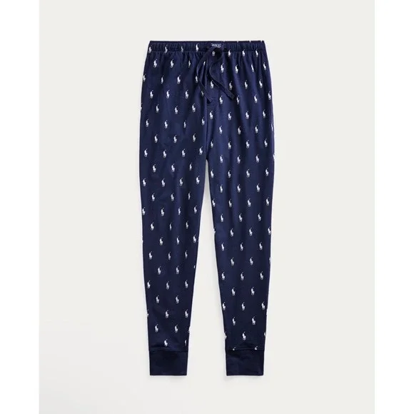 Polo Ralph Lauren Mens Navy Blue‎ Pony Logo Sleepwear Jogger Pants Size Medium
