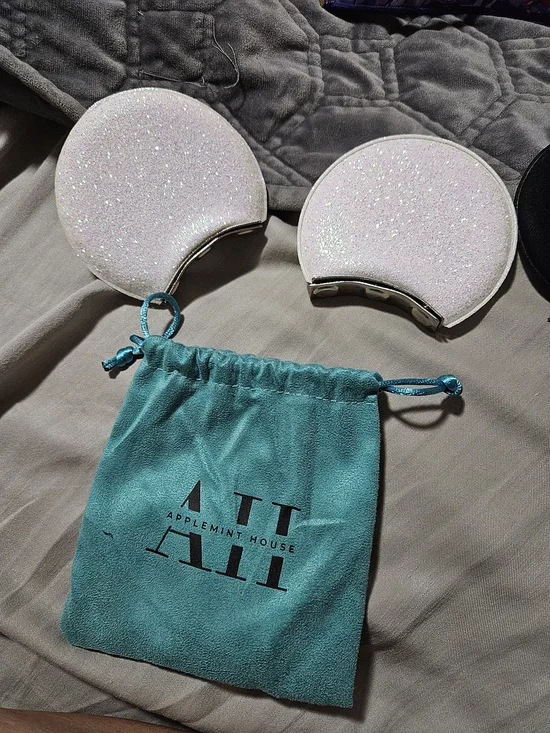 White Glitter Sparkle MAGNETIC MOUSE EARS