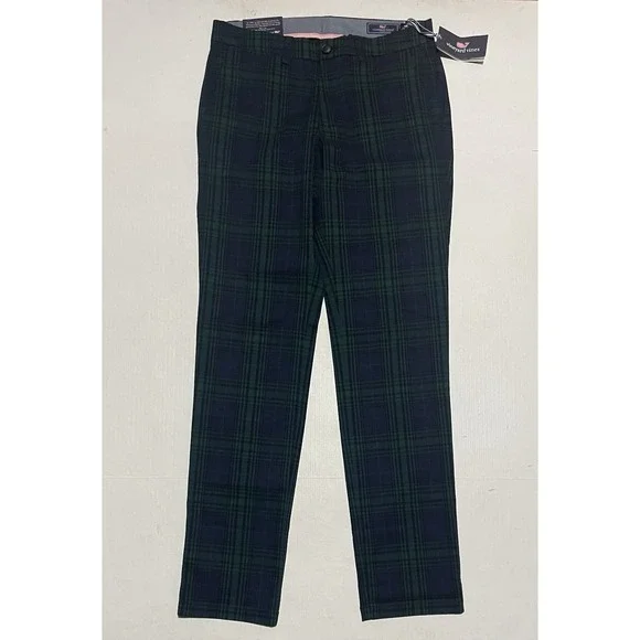 Vineyard Vines Breaker Pants Mens 32 x 34 Plaid Green Preppy Chino‎ Straight Leg