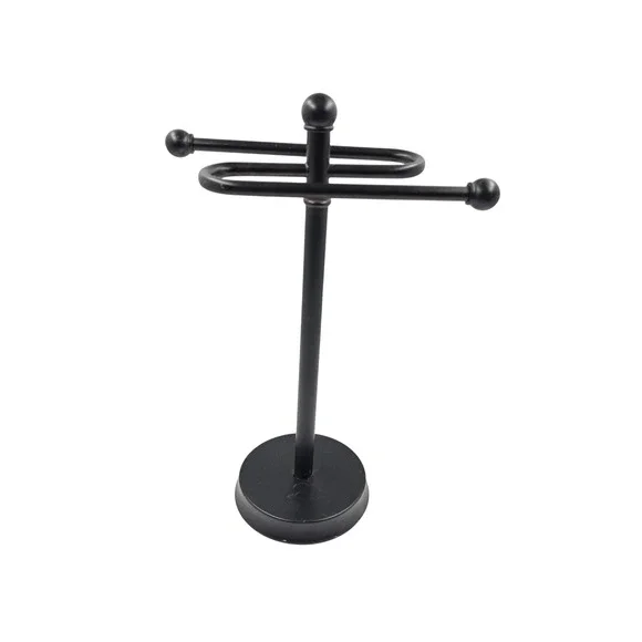 LG Sourcing Matte Black Metal S-Curve Countertop Hand Towel Holder 161316