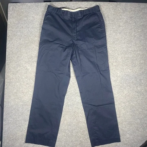 Polo Ralph Lauren Mens Navy Chinos Flat Front Cotton‎ Pants 35x31