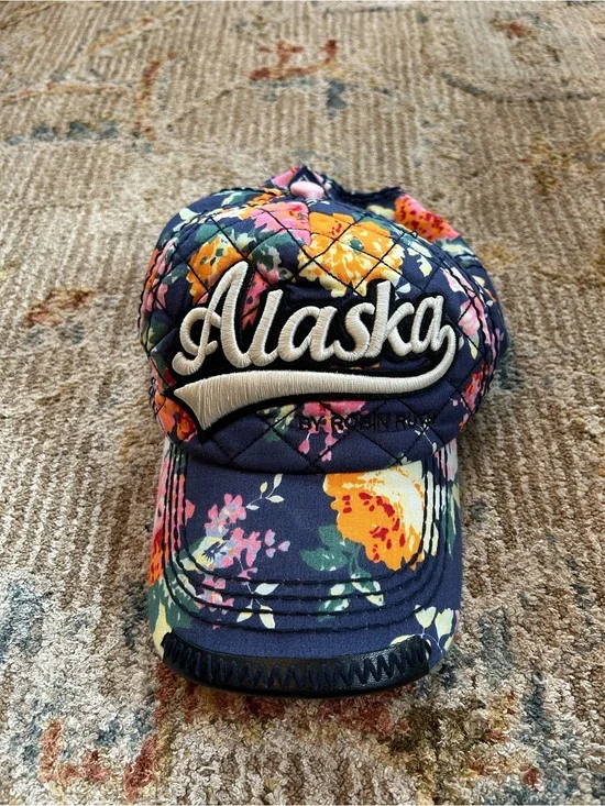 Robin Ruth Navy Floral Baseball Hat with Multicolor Blooms