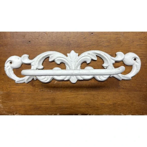 Iron Toilet Paper Holder, Decorative Bathroom Hardware, Shabby Chic White Bath