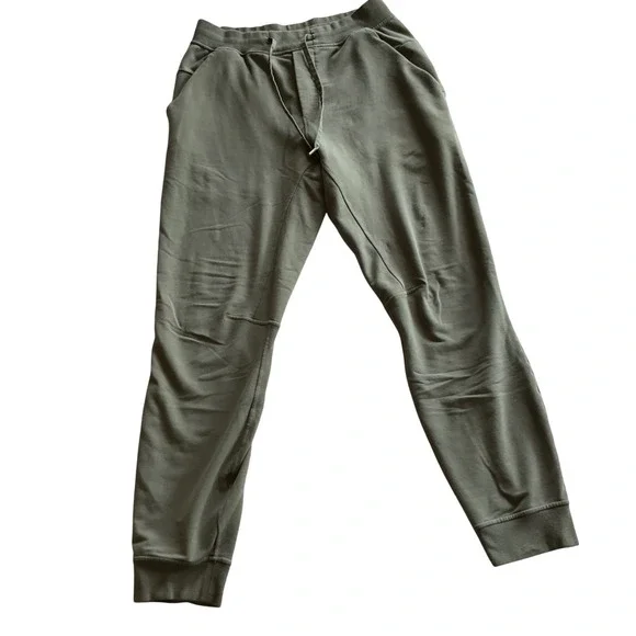 Lululemon City Sweat Joggers Mens‎ Medium Olive Green Tapered Fit Drawstring