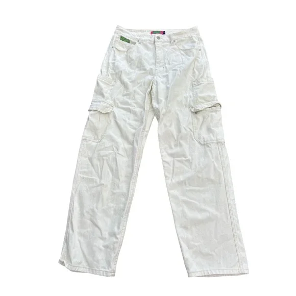 Empyre Tori Off White Baggy Skate Pants Mens 33 Cream Denim Cargo Y2K Streetwear