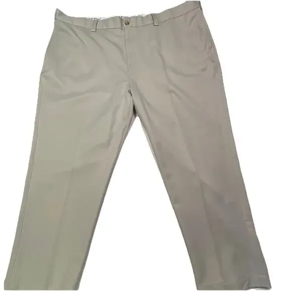 Oak Hill Men's 48 x 28 Big & Tall‎ Wrinkle Free No Iron Tan Khaki Dress Pants