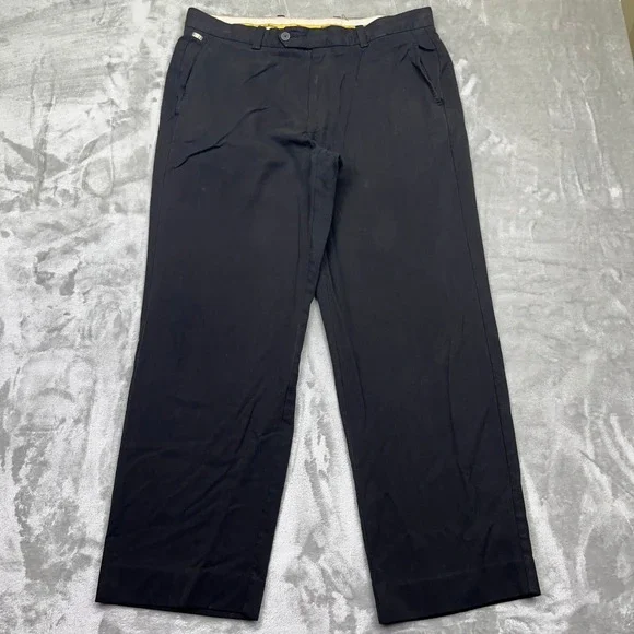 Tommy Bahama Silk‎ Cotton Dress Pants Relaxed Fit Black Trousers 34x28 Boho