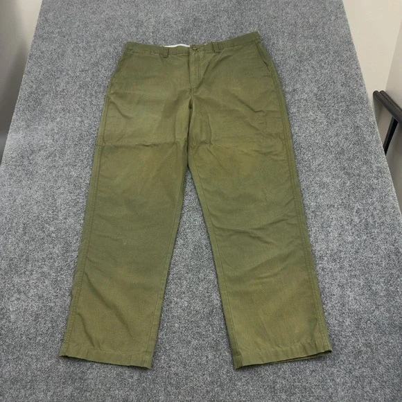 LL Bean Pants Mens 40 Green Cotton Natural Fit Straight Leg Chino Casual Style