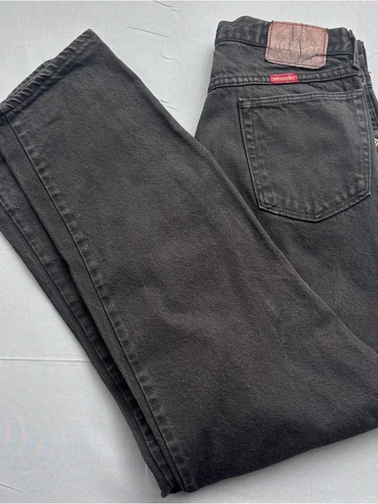 Wrangler Men's Black‎ Straight Leg Denim Jeans Regular 33x32 Pocket Button Zip