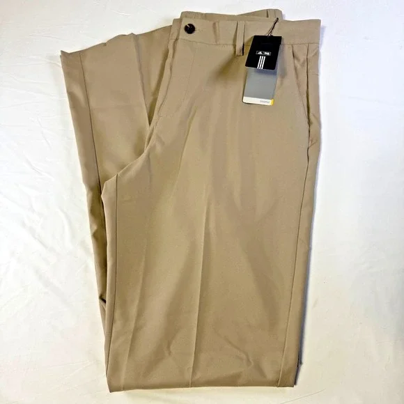 NWT Adidas Climalite Golf Extra Long Pants Beige Performance Classic Mens‎ 34X38