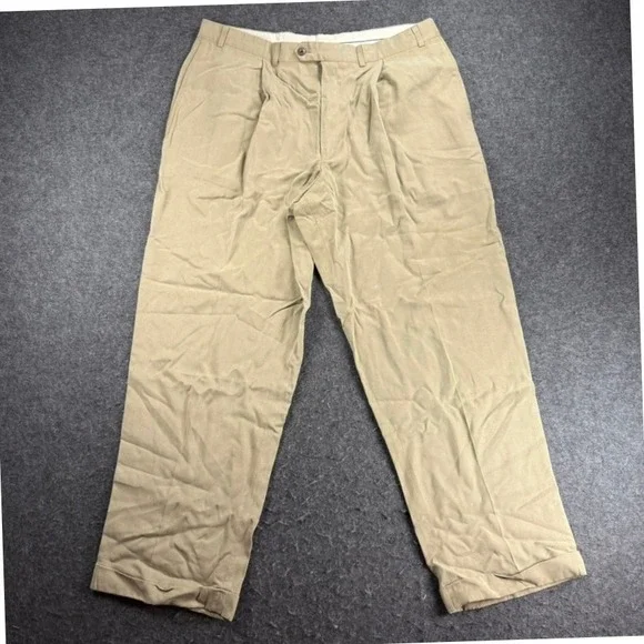 Ralph Lauren Mens Dress Pants 36x28‎ Pleated Khaki Beige Vintage Canada Made Y2K