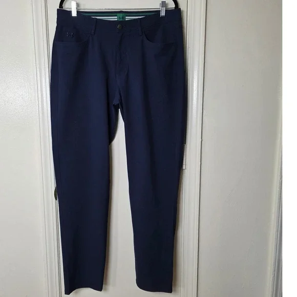 Under Armour Mens Navy Blue Performance Golf Pants 34x32 Pocket Stretch Trousers