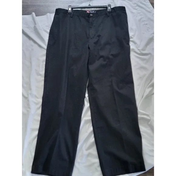 Chaps Mitchell Mens Black Relaxed Fit Flat Front Cotton Pants 40x32‎ NWT