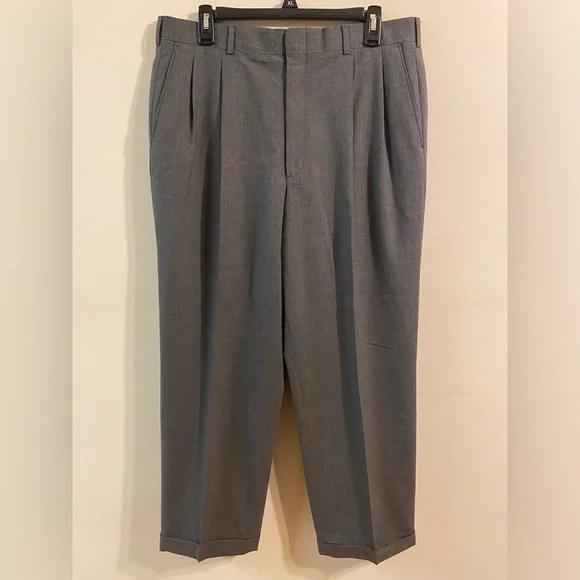 Mens Brooks Brothers Brooksease Gray Dress Pants Slacks 34
