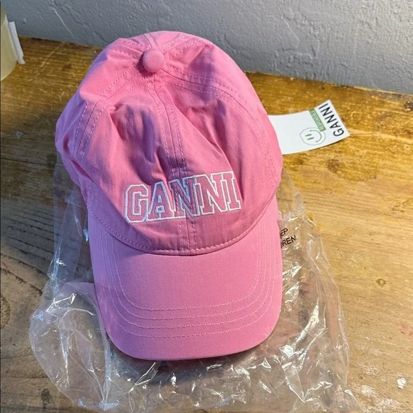 Ganni cap pink adjustable cotton