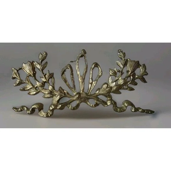 Vintage Furniture Hardware Brass ARTWORK WALL BRACKET Ribbon Bow 10