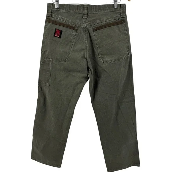 Men's‎ Olive Wrangler Ripstop Cargo Pants Drab Vintage Military Style 31x29