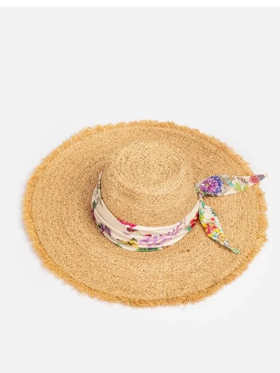 Johnny Was Dreamer Braided Raffia Fringe Hat Straw Boho Vacation Luxury
