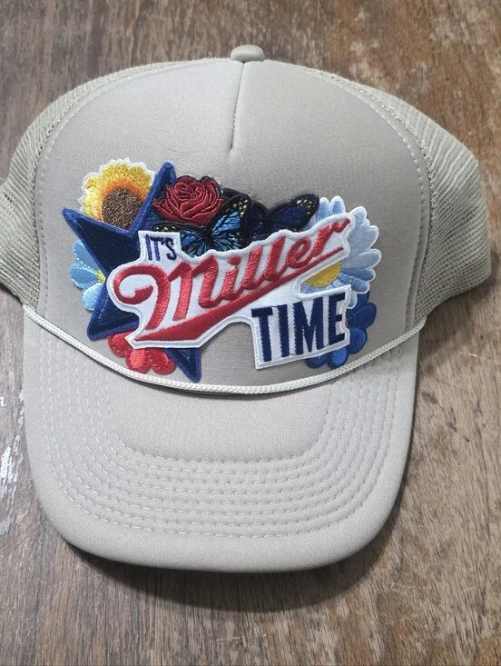 It's Miller Time Beige Trucker Hat