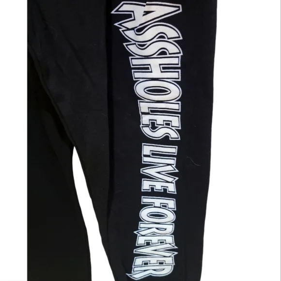 NWOT Assholes Live Forever XXXL Black Sweatpants Joggers 2 Pocket Unisex ALF