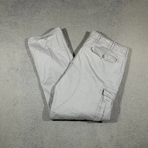 Levis Cargo Pants Mens 42x32 Light Gray Multi Pocket Utility Casual Wear #3374